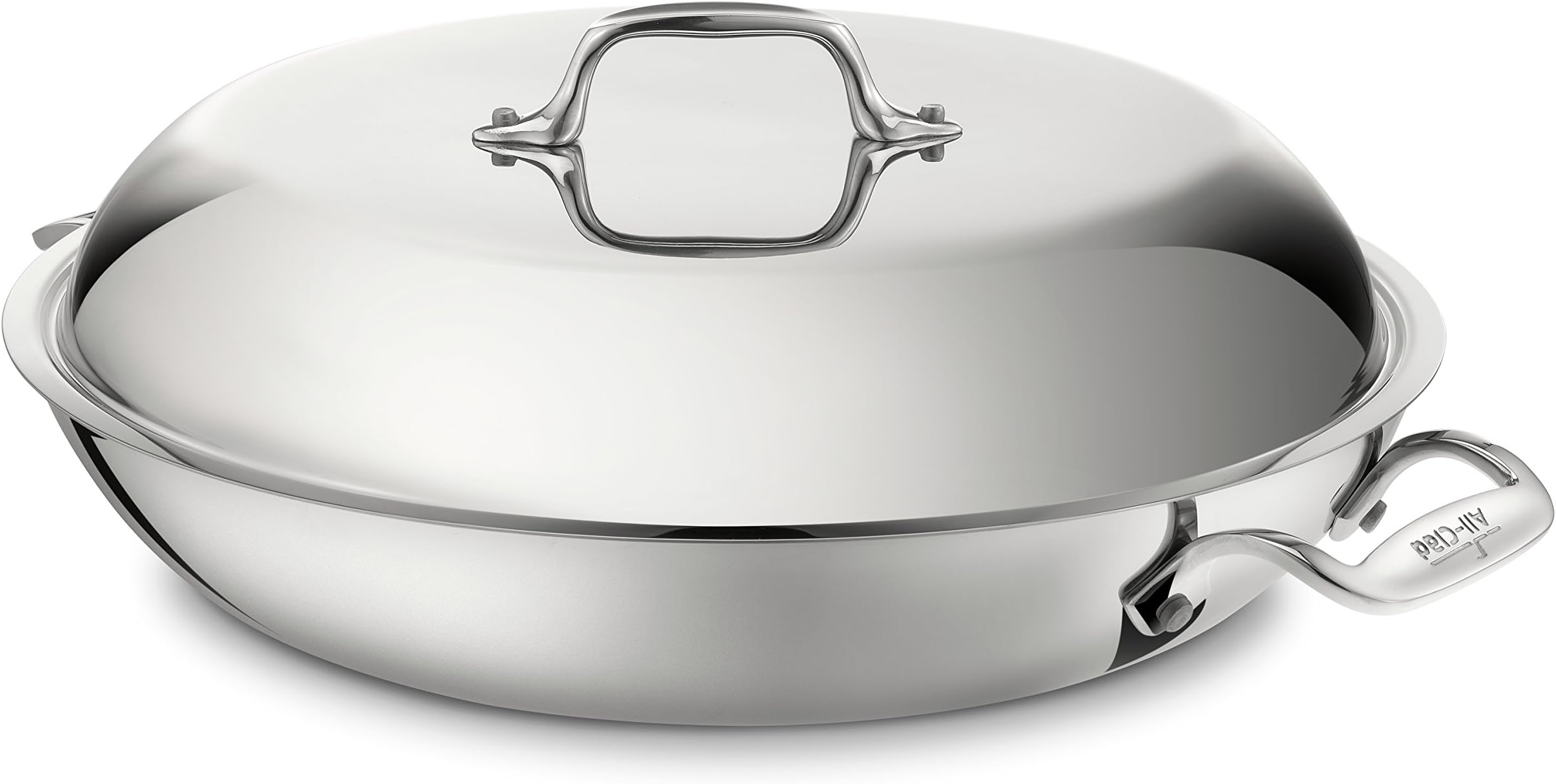All-Clad 4400 Stainless Steel Tri-Ply Bonded Dishwasher Safe Braiser Pan with Domed Lid/Cookware, Silver