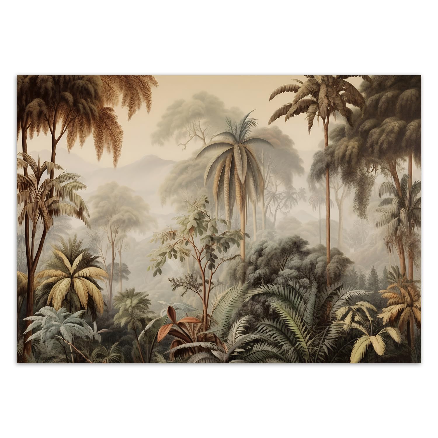 Feeby Papel Pintado Botánica Selva 350x245 cm Verde XXL Fotomurales Tejido No Tejido Decoración De Pared Moderna Decorativos Dormitorio Para la sala Trópicos Exóticos