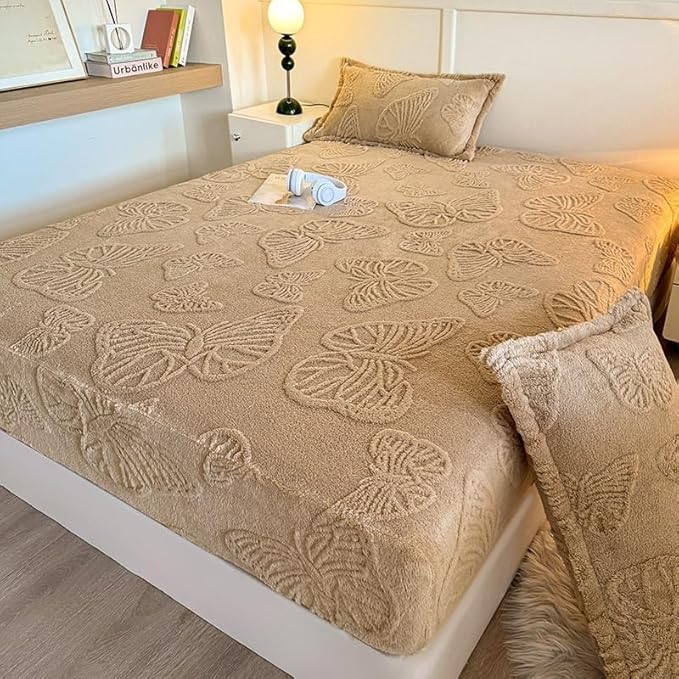 Flannel Velvet Bed Sheet with Pillowcas, Winter Super Soft