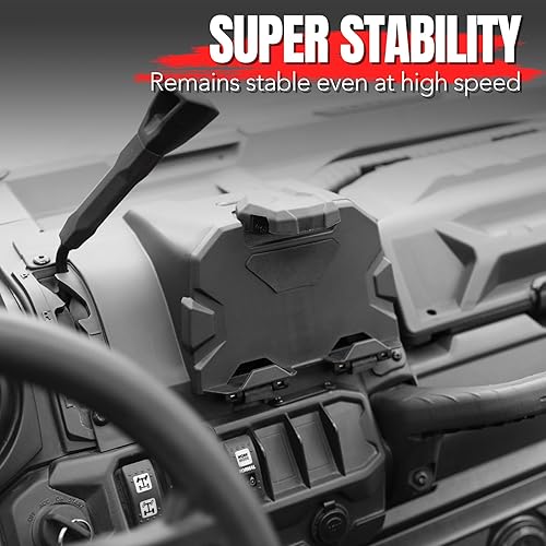 Miniatura 7 de A & UTV PRO Soporte para tablet Can-Am Defender HD5 HD7 HD8 HD9 HD10 2016-2024, soporte para teléfono GPS para dispositivo eléctrico con caja de