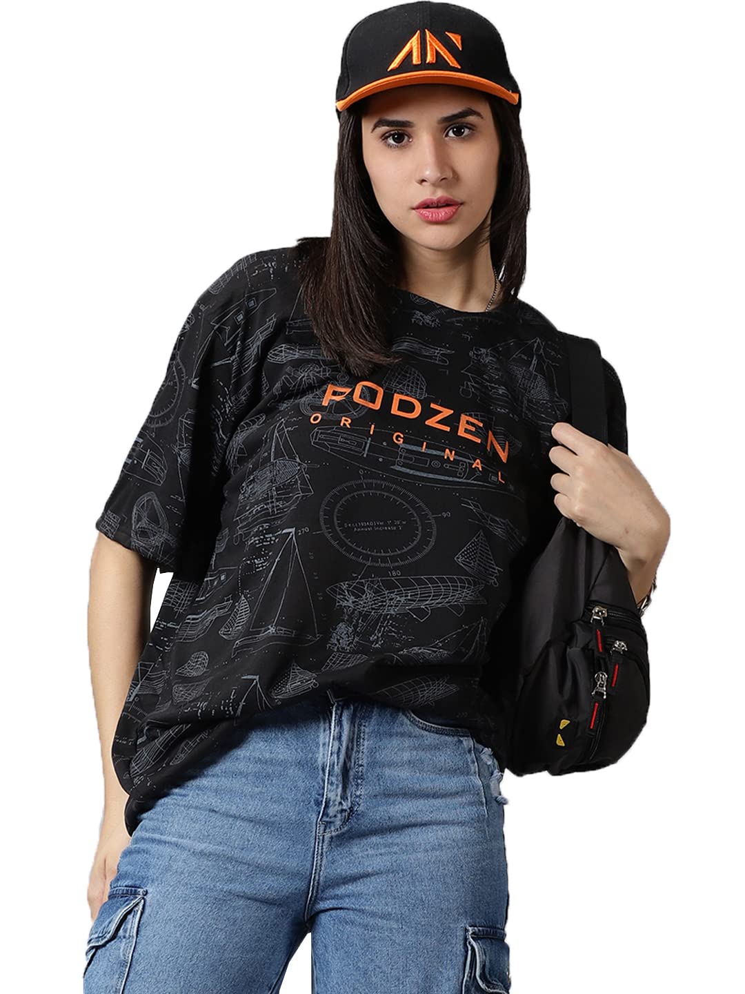 RodZenOversized | Loose Fit | Relaxed Fit | Wide Fit Half Sleeves Cotton Round Neck Printed T-Shirt for Womens/Girls
