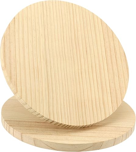 SINJEUN Paquete de 2 placas redondas de madera de 12 pulgadas, letrero colgante de madera en blanco de 34 pulgadas de grosor, tableros de madera sin