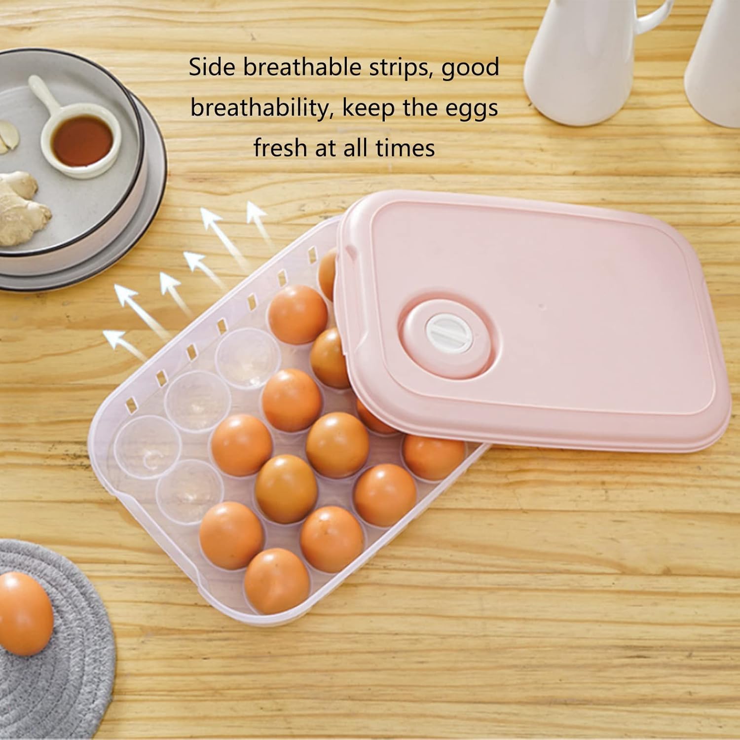 Egg Fresh Storage Box for Fridge Portable Egg Storage Box Plastic Egg Storage Container Egg Cartons with Lid Can Store 20 Eggs-Green 11.8x8.5x3.3inch