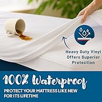 Vista 4 de Guardmax Funda de colchón de vinilo resistente con cremallera completa, protector de colchón impermeable y transpirable, ropa de cama cómoda, suave