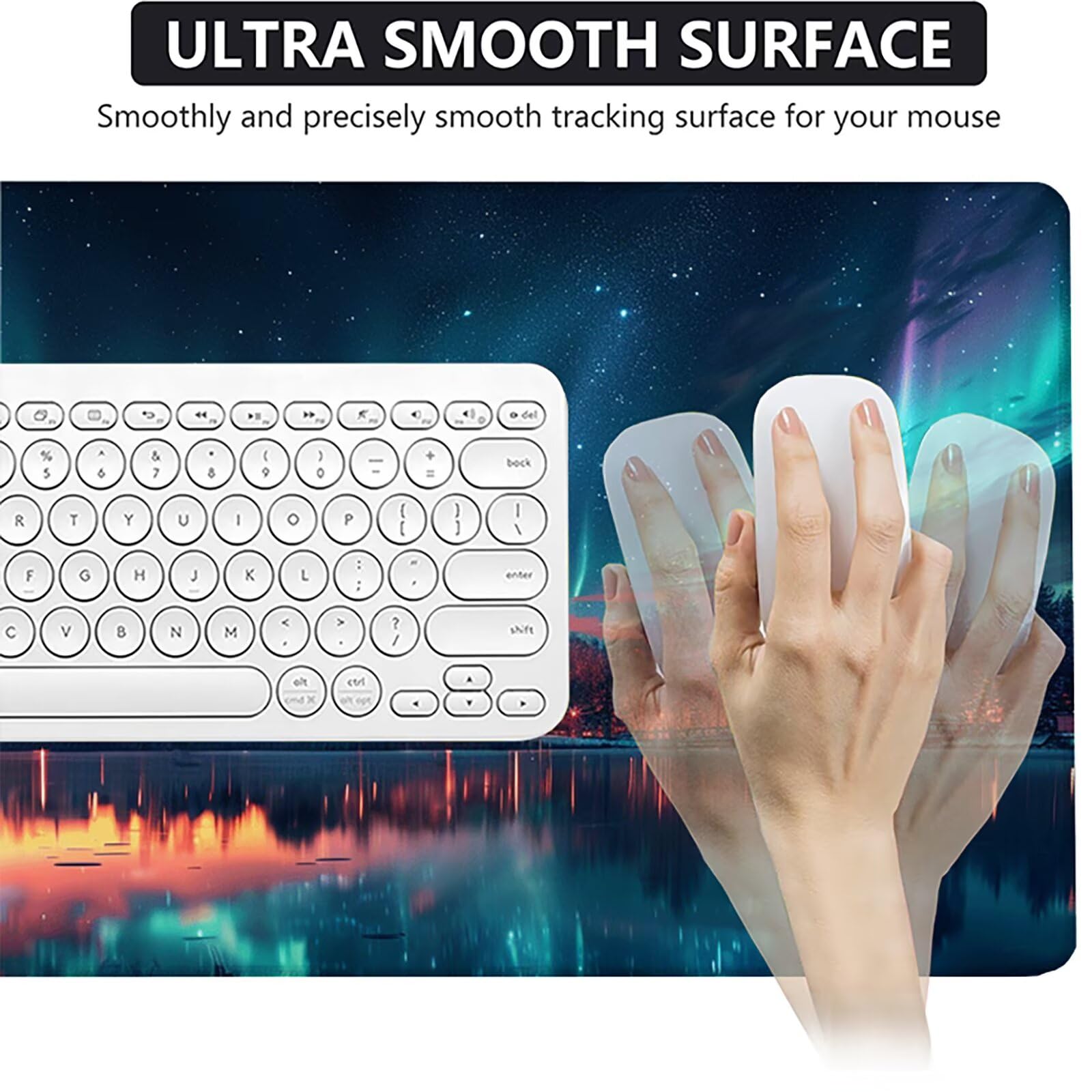 Aurora Alfombrilla Ratón Gaming XXL 1500x800 mm, Alfombrilla Gaming Verde Mousepad con Base de Goma Antideslizante, Impermeable Desk Mat para Teclado y Raton, Accesorios Gaming, Regalos de Hombre F-2
