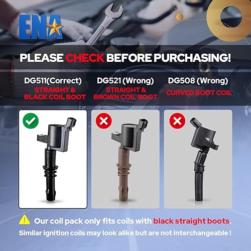 Miniatura 2 de ENA - Juego de 8 bujías de platino y 8 bobinas de encendido compatibles con Ford F150, F-150 Expedition, F-250 Super Duty, F-350 Super Duty
