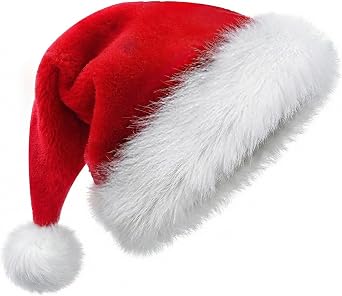 YUNISS 2 PCS Red Christmas Hat for Kids Boy Girls,Santa Hat,Unisex Velvet Classic Xmas Holiday Hat for Christmas