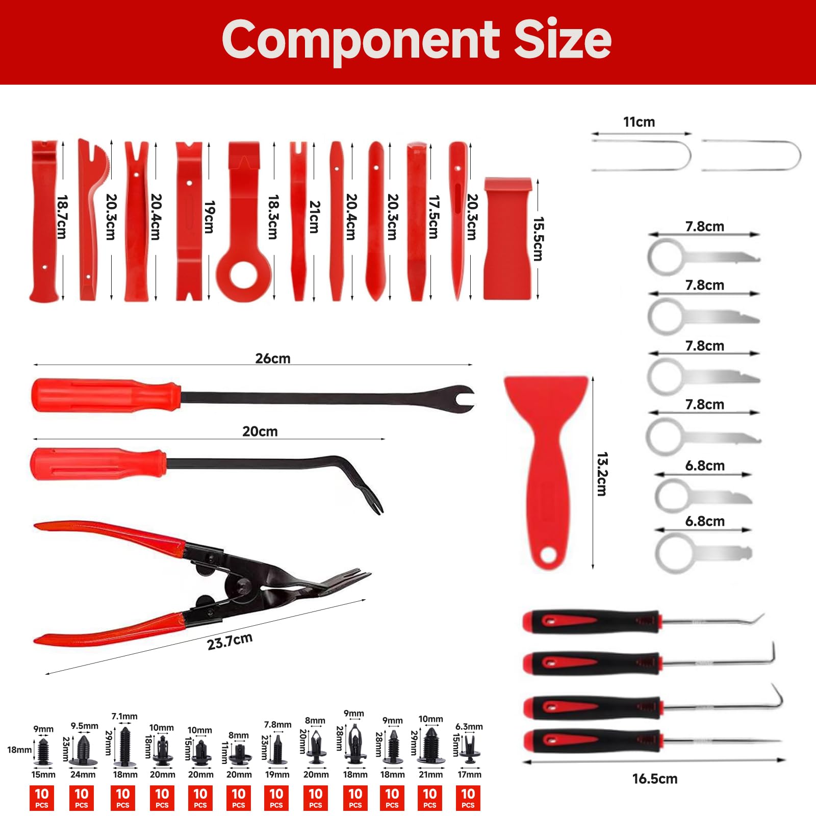 Kit Smontaggio Pannelli Auto, 158 Pezzi, Leve Plastica Smontaggio, Strumenti di Rimozione Auto, Kit per Rimozione Radio, Pannello, Cruscotto, Riparazioni, Universale