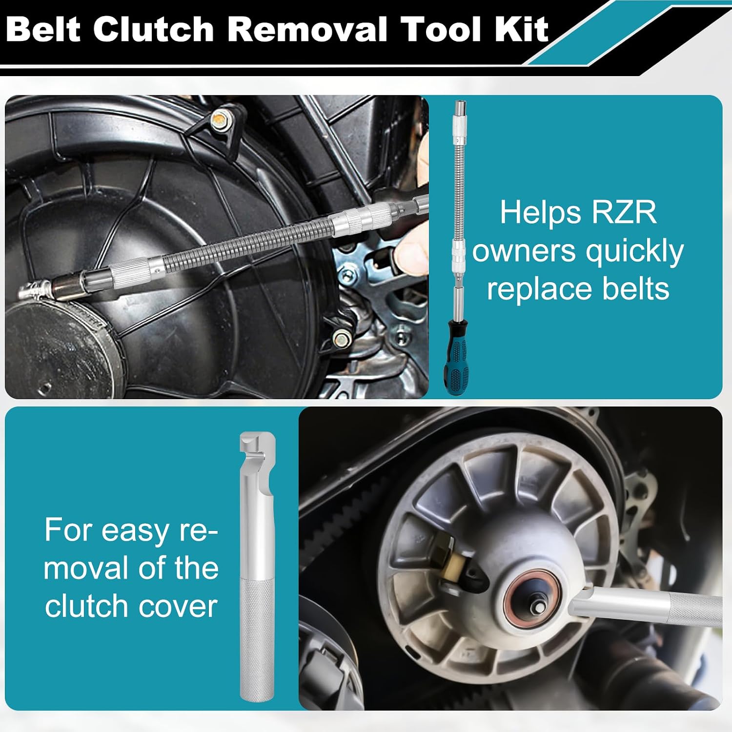 Universal Belt Changing Tool Kit for Polaris RZR - Complete Clutch Cover Removal Tool Set with Belt Change Tools for Polaris General, RZR 900/1000 XP, compatible with nearly all models