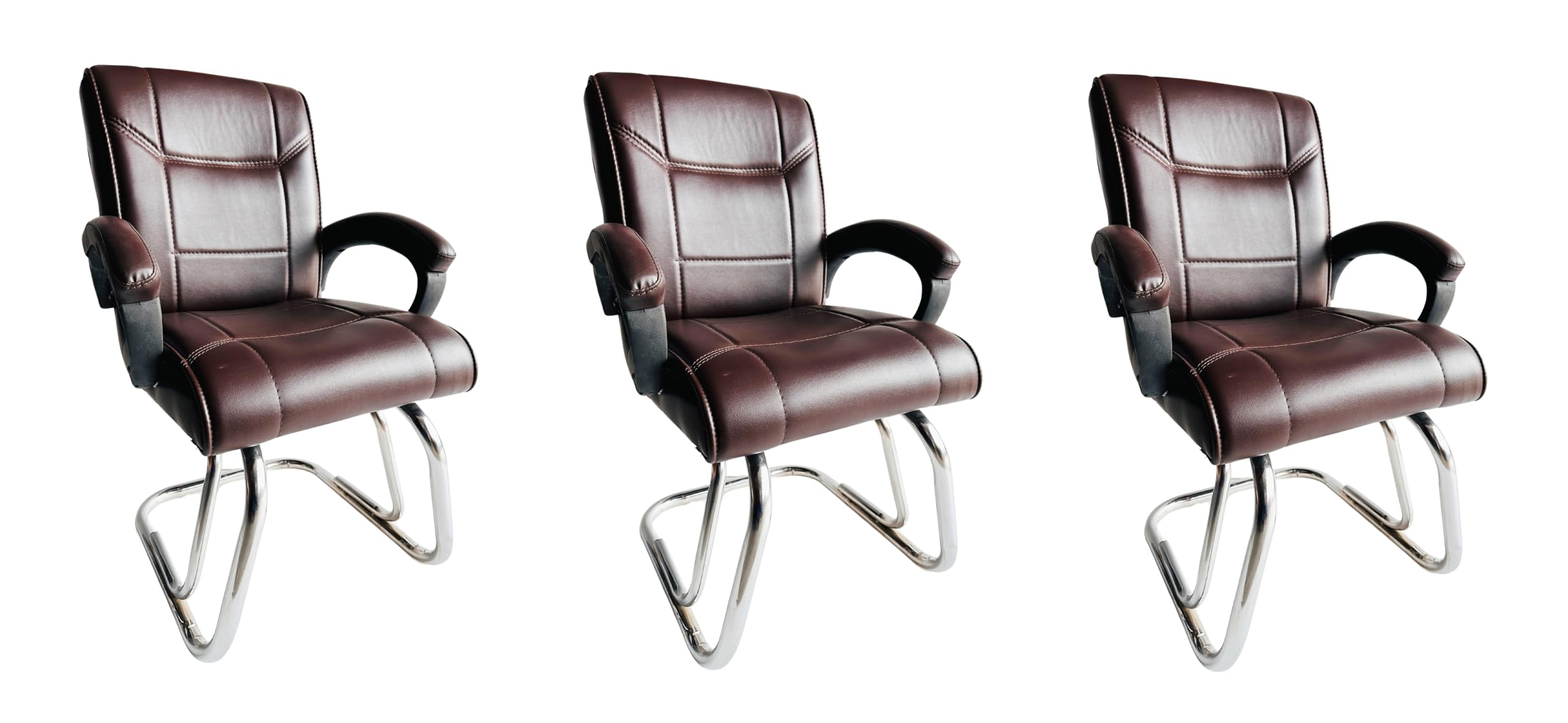 RATISON Special Director Principal Office Visitor Study Chair Without arm Rest and Cushioned seat Back, Chair Without Wheels, Holds Upto 125 kg (3, Coffee, Double Pipe Chrome Frame) (B0DFYMFB15) Amazon Price History, Amazon Price Tracker