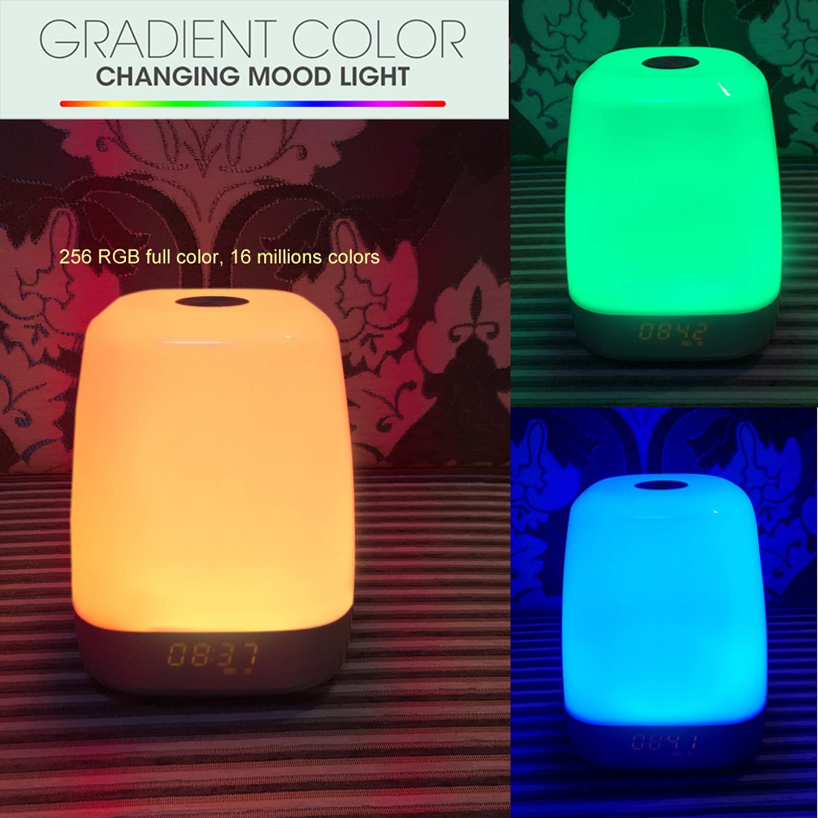 Tocca Luce Notturna Sveglia Digitale con Sveglia con Simulazione Alba/Tramonto, Sveglia e Snooze 5 Suoni di Allarme Naturali per Camera da Letto, Comodino, Allattamento