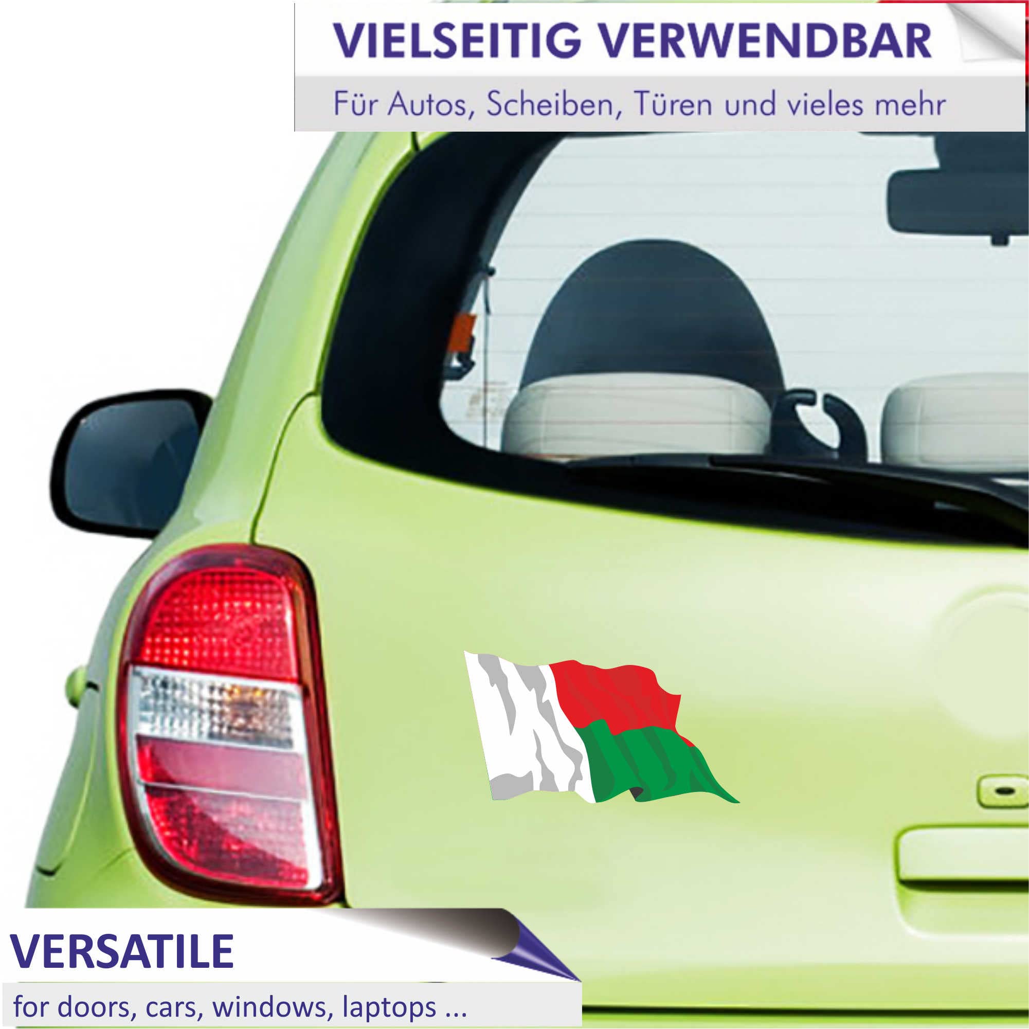 2x adesivi per auto ,  Madagascar  Bandiera Sticker (ca. 8x5 cm