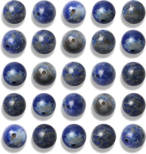 NITOPUPU 100 cuentas redondas sueltas de lapislázuli naturales de 0.236 pulgadas para hacer joyas con cordón elástico de cristal