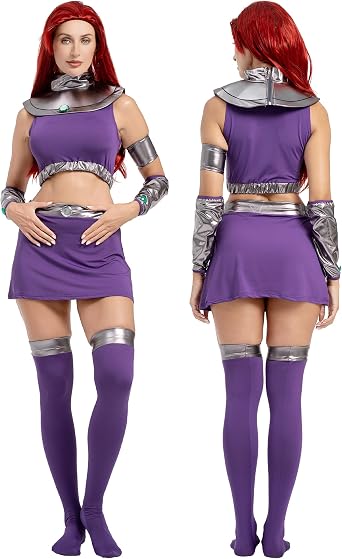 Womens Halloween Costumes Purple Dress Cosplay Outfit Cosplay Dress Up