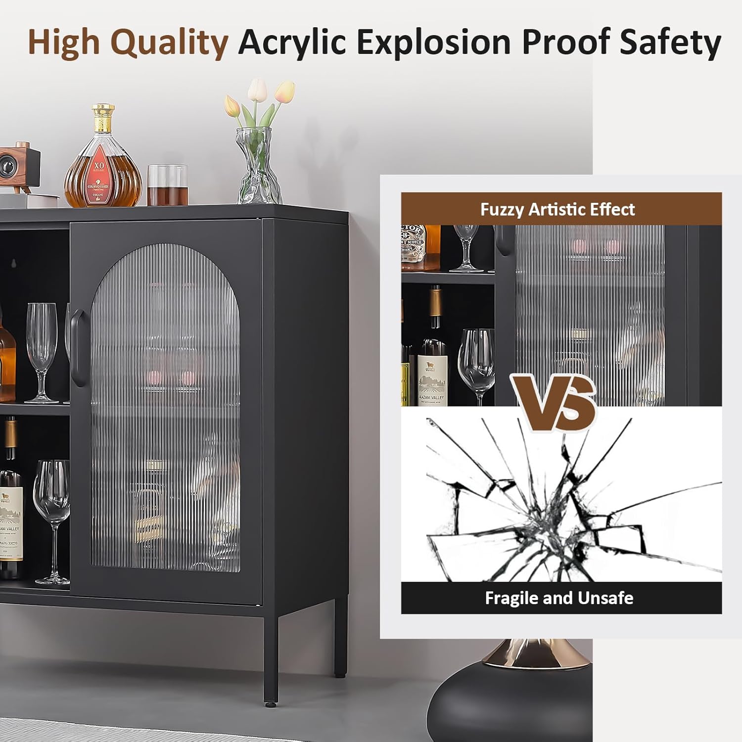 Furstel Black Modern Sideboard Cabinet