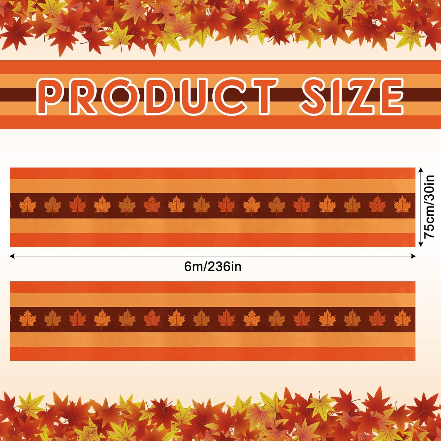 2 Pack 2.5 x 20 ft Fall Bunting Thanksgiving Flag Decorations Autumn Decor Large Maple Leaf Flag Banner Orange Outdoor Porch Garden Decorations(Autumn) - Image 2