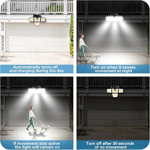 Miniatura 7 de AmeriTop Luces solares para exteriores, paquete de 2 luces LED inalámbricas con sensor de movimiento de alto brillo 4 cabezales ajustables,