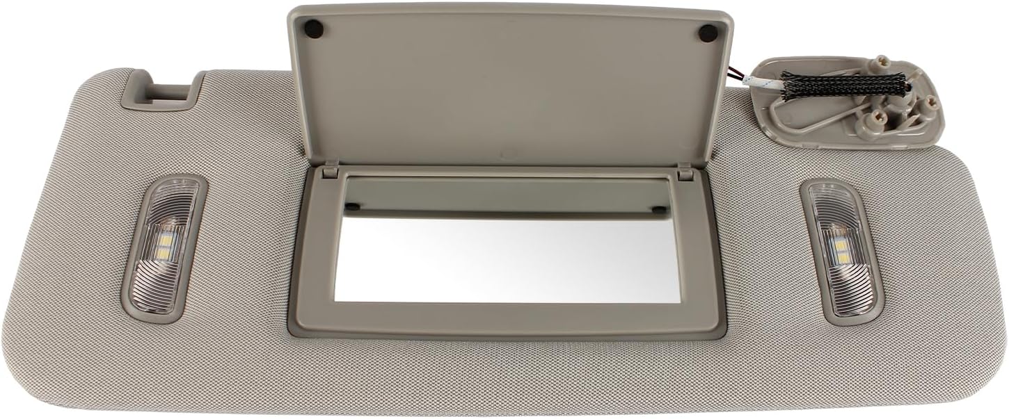 Left Driver and Right Passenger Side Sun Visor with LED Lights for 2014-2019 GMC Sierra/Sierra Denali/Chevrolet Silverado 1500 2500 3500 Sunvisor Replace 23459654 23459643(Gray)