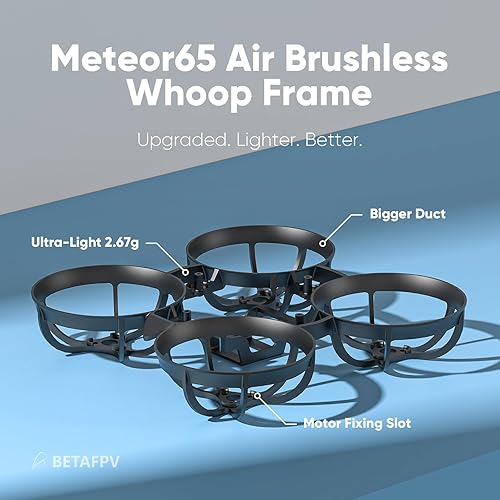Miniatura 3 de BETAFPV Kit de marco Whoop sin escobillas Meteor65 Air de 2.559 in para bricolaje ultra peso 1S FPV Whoop Drone Quadcopter compatible con hélices de