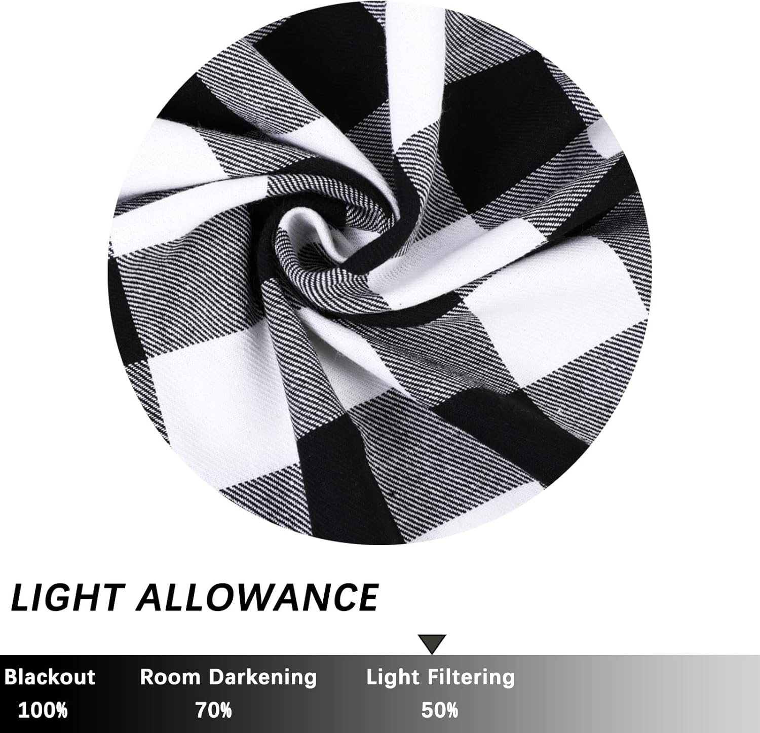 Buffalo Plaid Window Curtains for Living Room Black White Check Farmhouse Home Decor Grommet Light Filtering Window Treatment Curtain Drapery, 2 Panels, 52 x 84 Inch