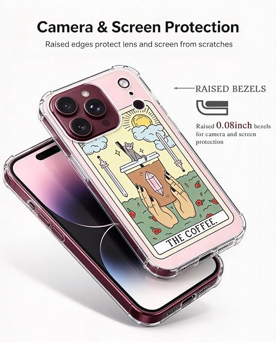 コーヒータロットカード猫電話ケース iPhone 18 Pro Max用