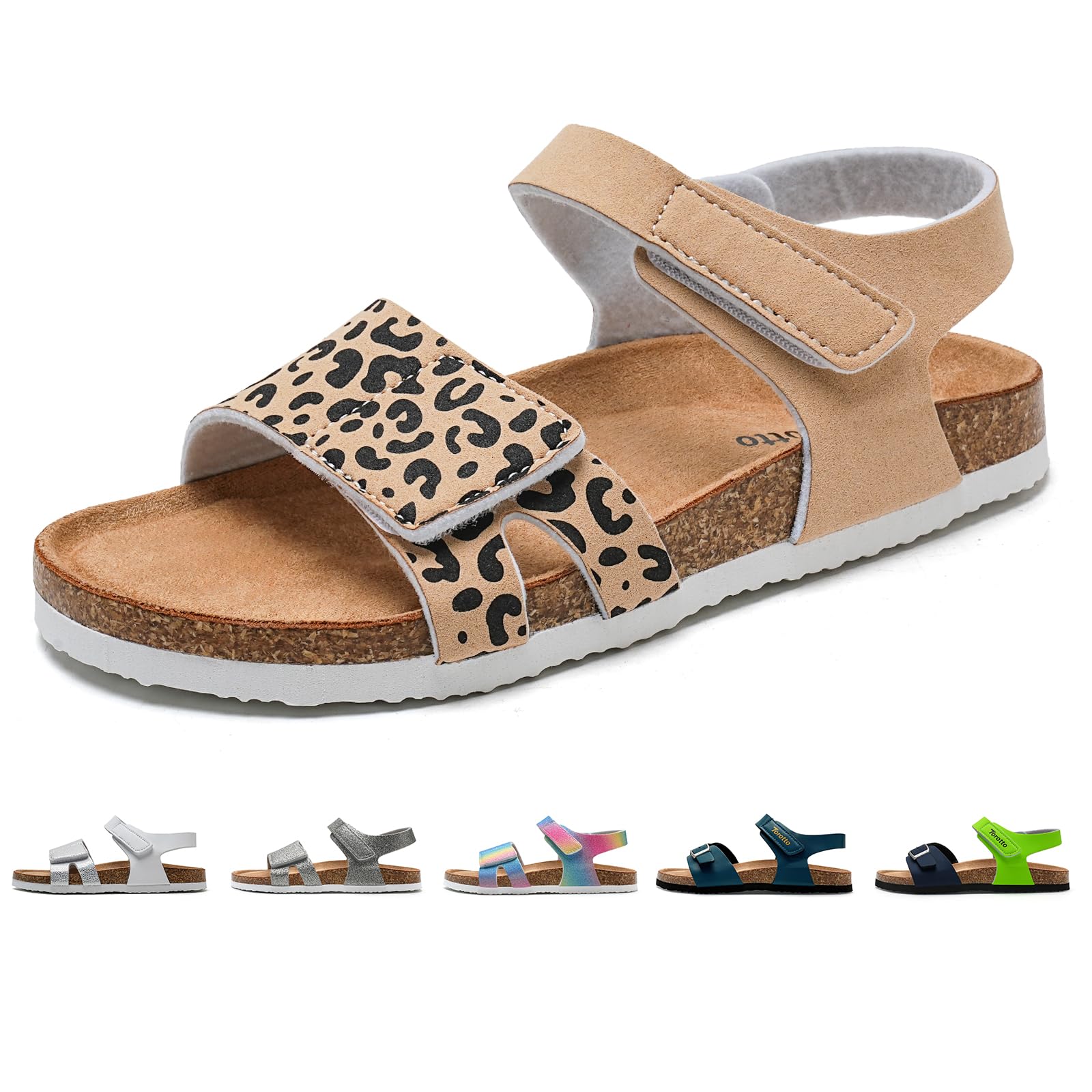 Torotto Sandalen Mädchen Jungen Mit Kork Sandals Kinder Pantoffeln Riemen Verstellbare Schnalle Rutschfeste Mit Klettverschluss Sandaletten für Drinnen und Draußen