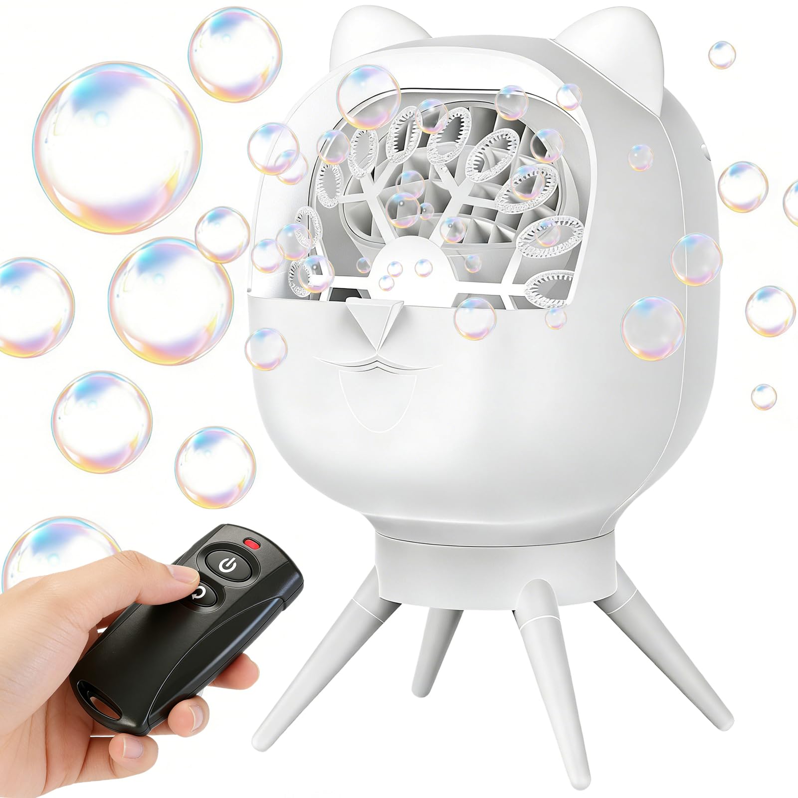 Photo 1 of Upgraded Bubble Machine with Remote Control, Automatic Rotation 1800mAh Rechargeable Battery, Type-C Charge, Bubble Maker for Kids, Weddings, Birthday Parties, Outdoor Activities