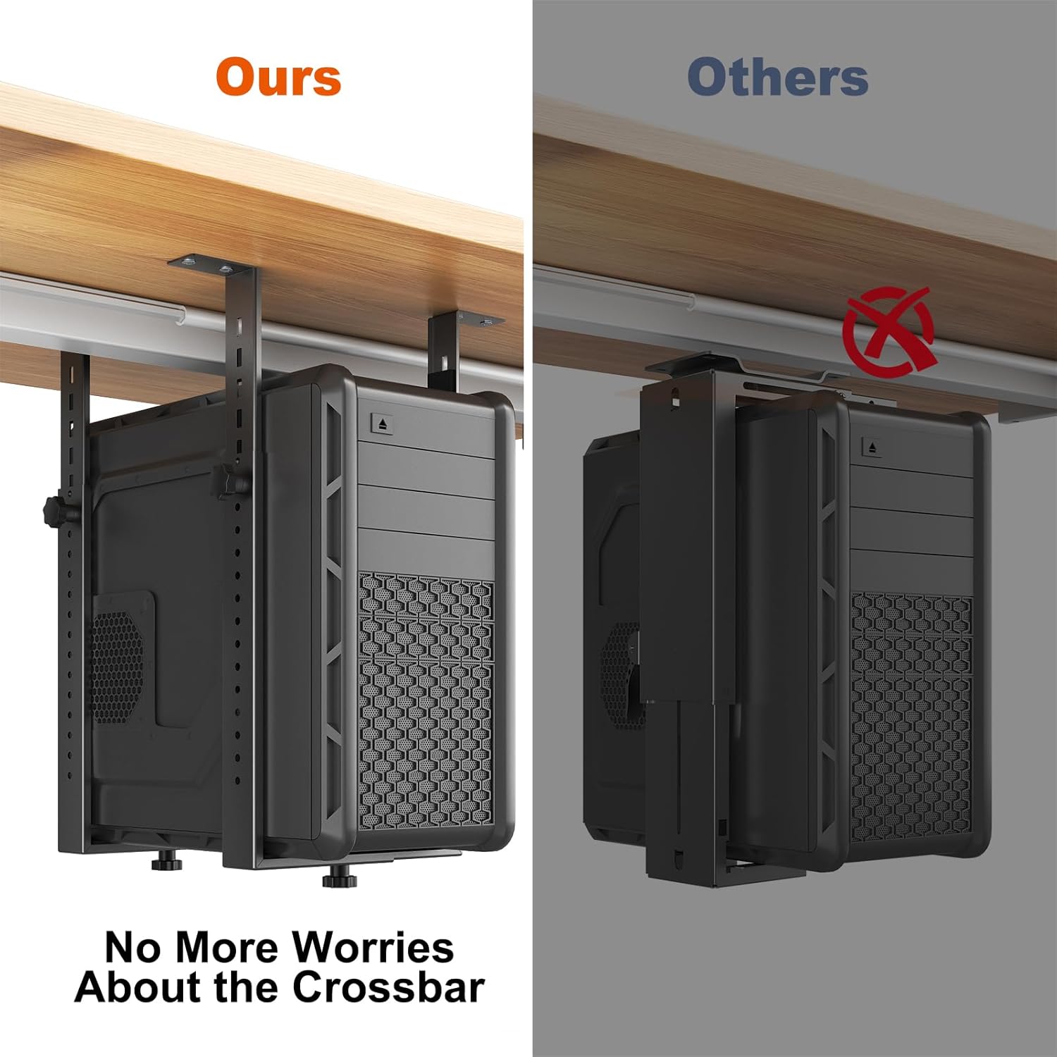 PUTORSEN Under Desk PC Mount for Mid/Mini-Tower Cases - Vertical/Horizontal CPU Holder up to 77 lbs, Space-Saving Computer Rack for ATX/Micro-ATX/Mini-ITX (Black)