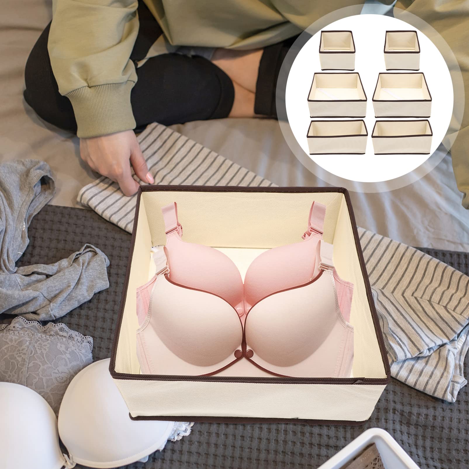 Alipis 6stücke Faltbare Aufbewahrungsbox für Unterwäsche mit Fächern Aufbewahrungsbox für Bhs und Babykleidung Platzsparend und Langlebig