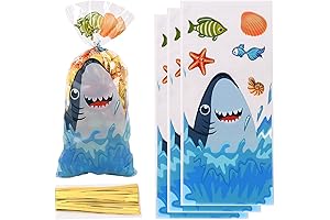 50 Pcs Shark Party Favor Bags -- 10 * Happy Birthday Goody...
