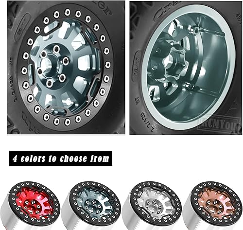 Miniatura 18 de Rc Llantas y neumáticos de 2.2 pulgadas para 1/10 SCX10 SCX10 II 90046 SCX10 III AXI03007 TRX4 TRX6 D90 VS4-10 Gen8 MST CFX, RC Crawler Car 4 piezas