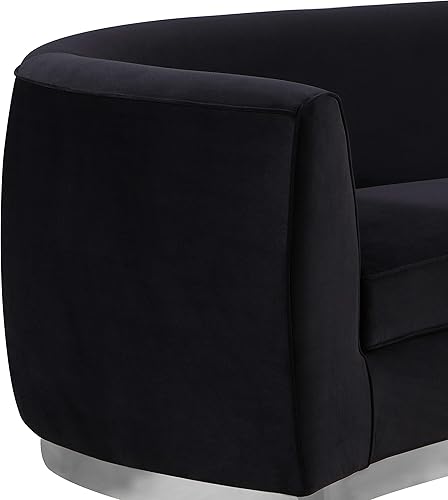 Miniatura 4 de Meridian Furniture Julian Collection Modern  Sofá tapizado de terciopelo contemporáneo con base de acero inoxidable en acabado cromado pulido,