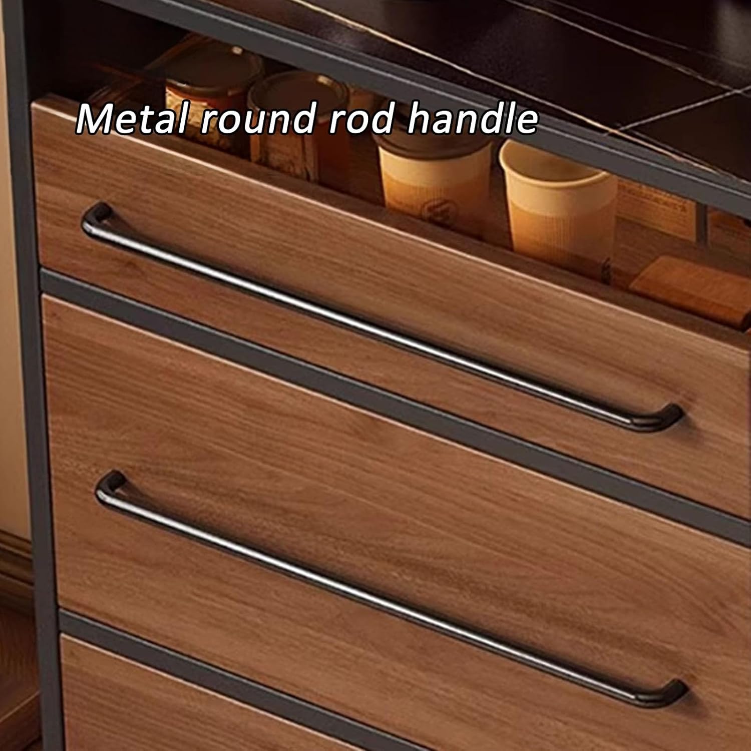 JKGHK Buffet Cabinet, Sideboard Storage Cabinet, Floor Hutch Cupboard with Drawers, Kitchen Pantry Storage Cabinets Buffet with Metal Handle, for Entryway, Hallway(Natural,80cm/31.4in)