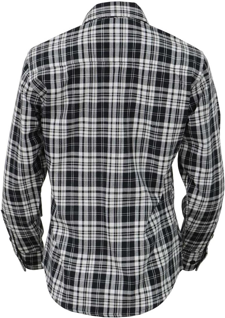 Milwaukee Leather MNG21615 Women's Black and White Long Sleeve Cotton Flannel Shirt