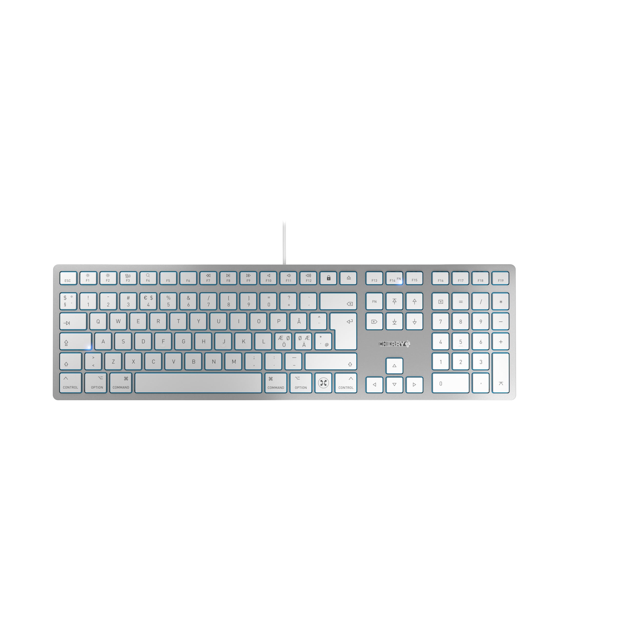 Cherry Silver Kc 6000C For Mac Keyboard Universal Usb Qwerty Nordic