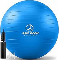ProBodyPilates Anti-Burst Exercise Ball - Stability Ball for Yoga, Fitness, Pregnancy, Physical Therapy - Multiple Sizes 45-85cm