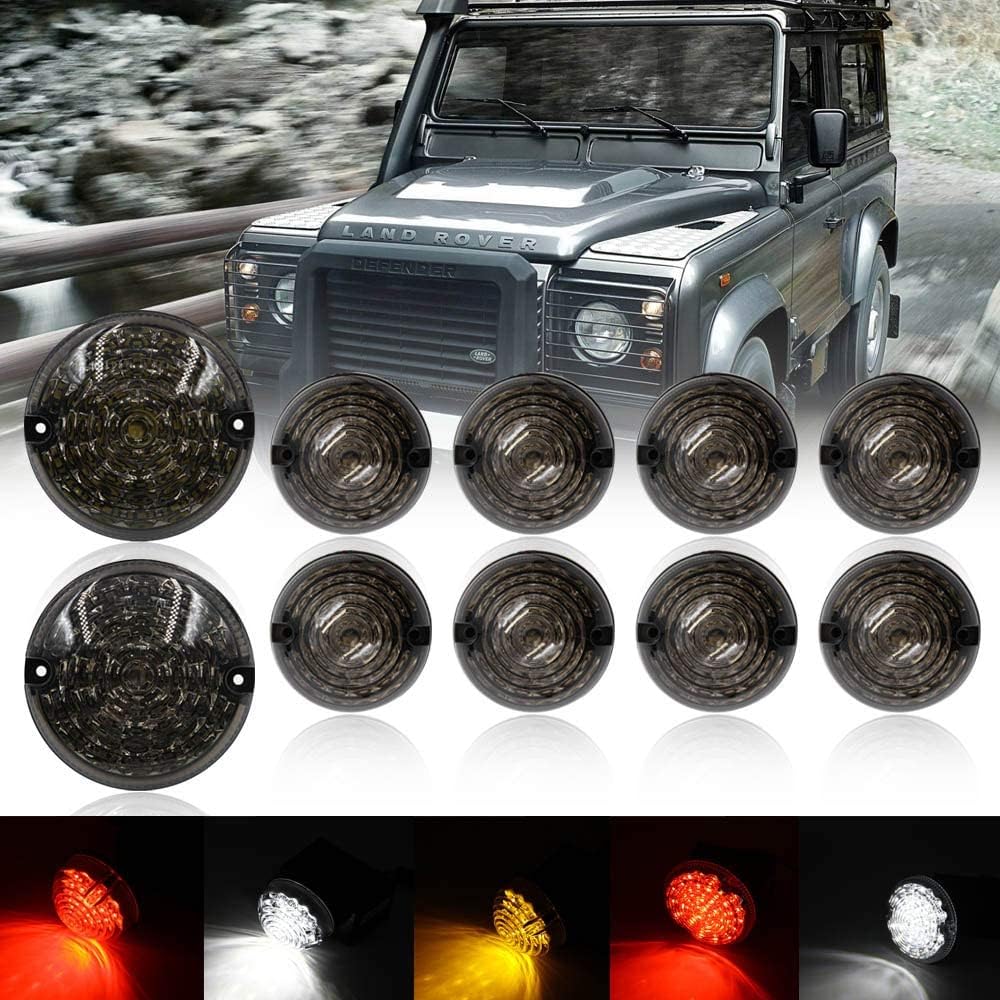 10PCS Kit completo di aggiornamento lente fumé Fanale posteriore Fendinebbia Luce retromarcia Luce laterale anteriore compatibile con L/and-Rover Defender 90/110