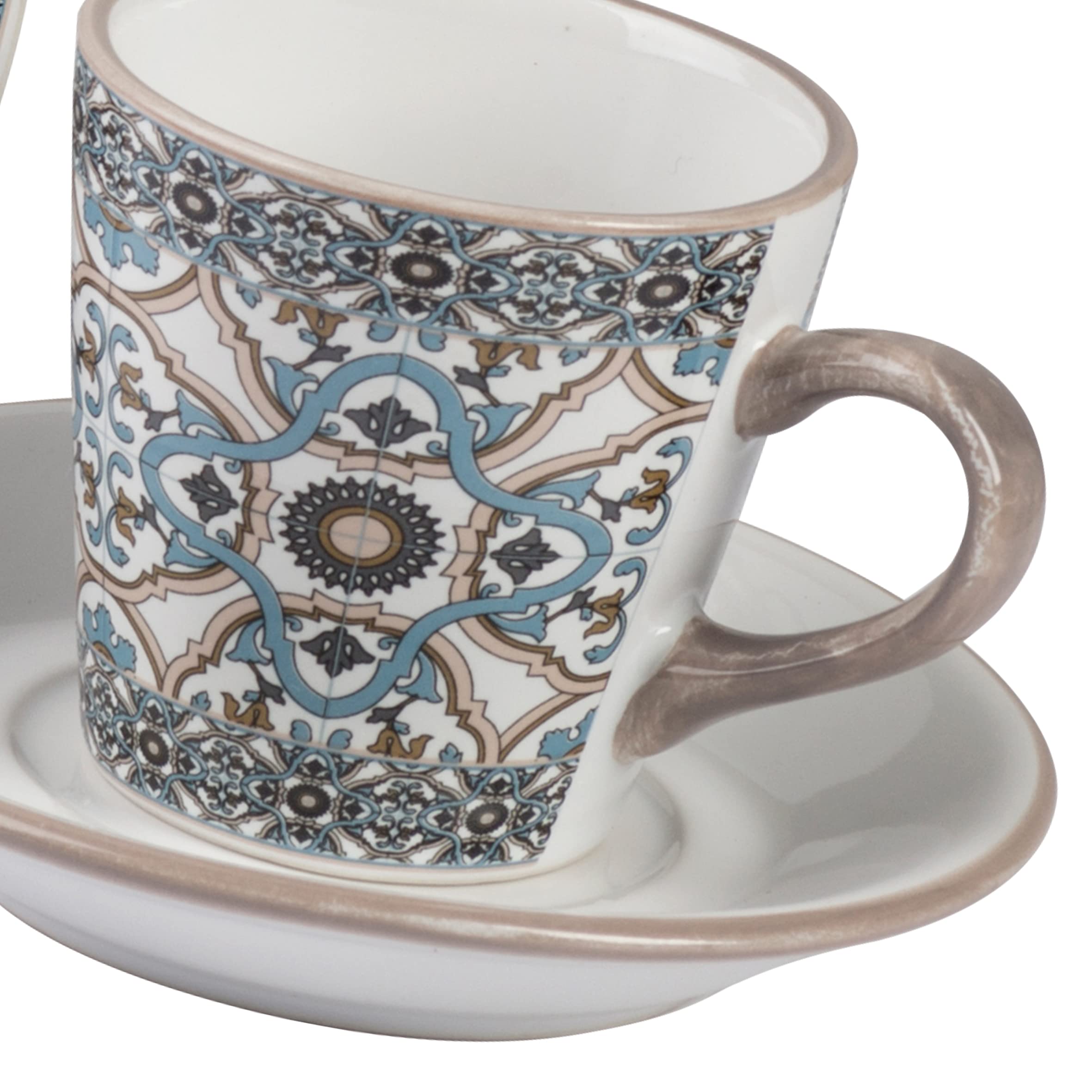 Baroni Home Set da 6 Tazzine decorate Linea Noto, 15x13x29 cm