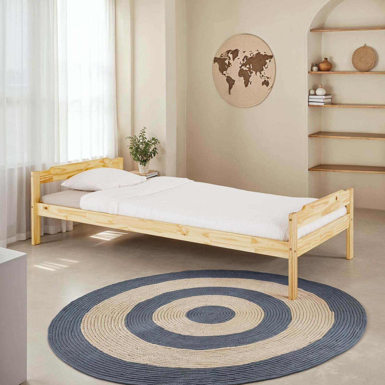 IDIMEX Lit Simple lit Enfant Moritz 90 x 200 cm pin Massif Vernis Naturel