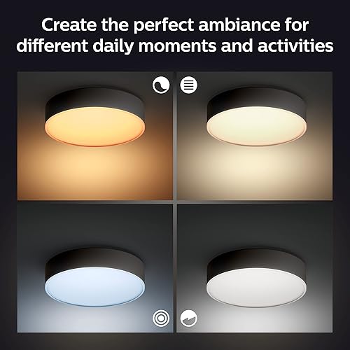 Miniatura 22 de Philips Hue - Enrave White Ambiance Grande - Lámpara de techo inteligente, compatible con Bluetooth y Zigbee (Hue Hub opcional) - Blanco