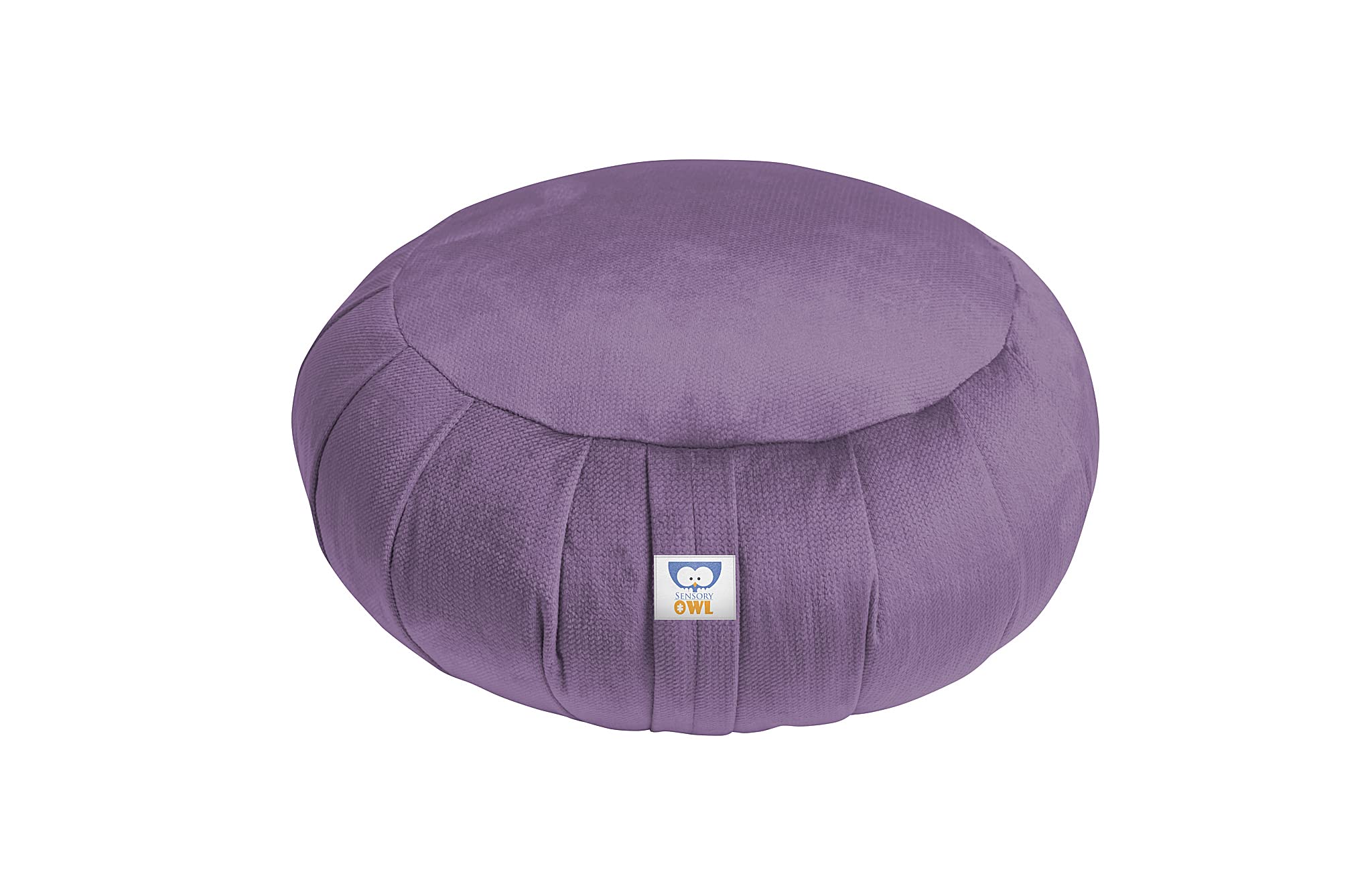 Sensory Owl Yoga Cushion Zafu Meditation Soft Velvet Buckwheat Husks Round Floor Cushion Lavender