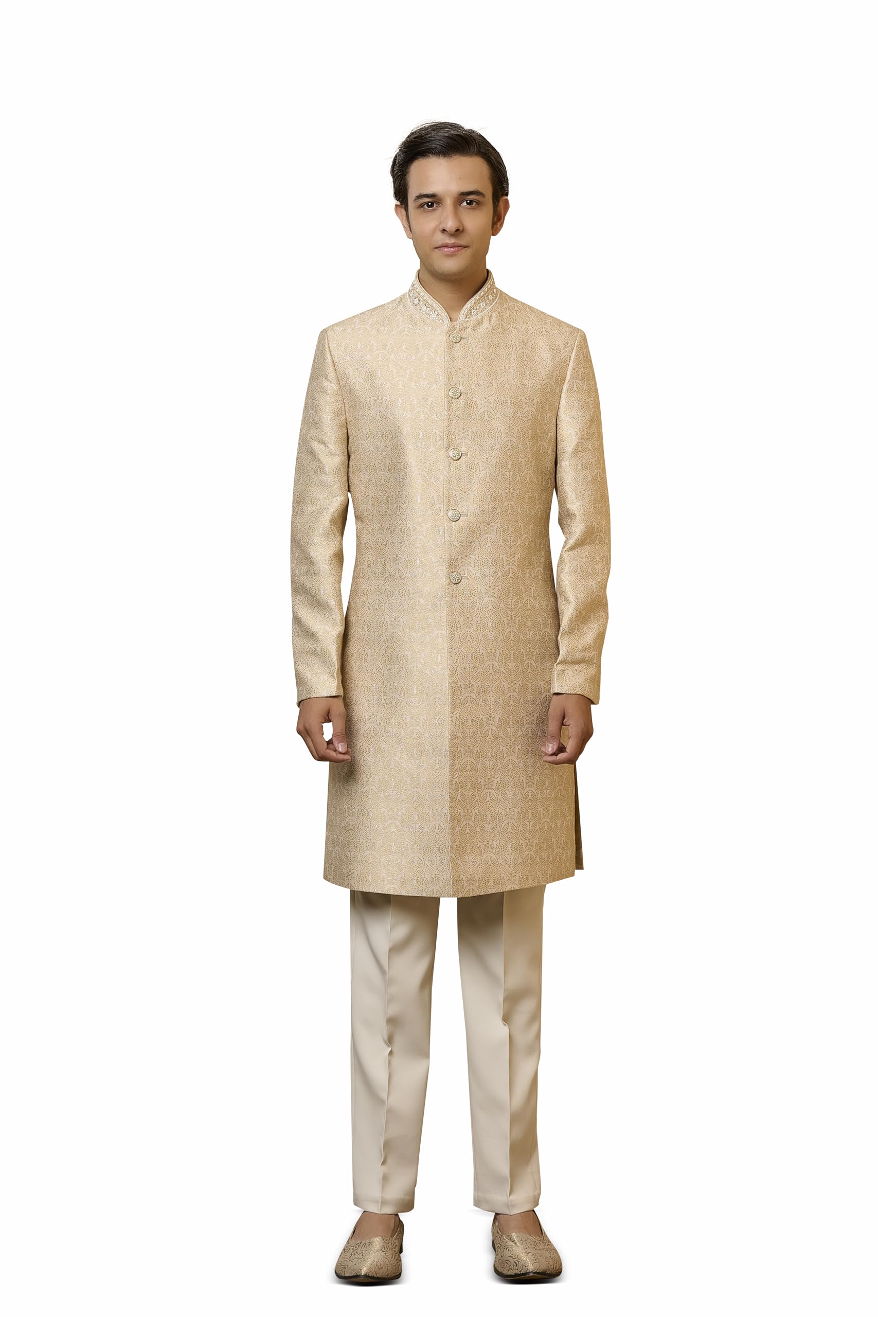 tasva Ivory Embroidered Indo-western Set-picture-31