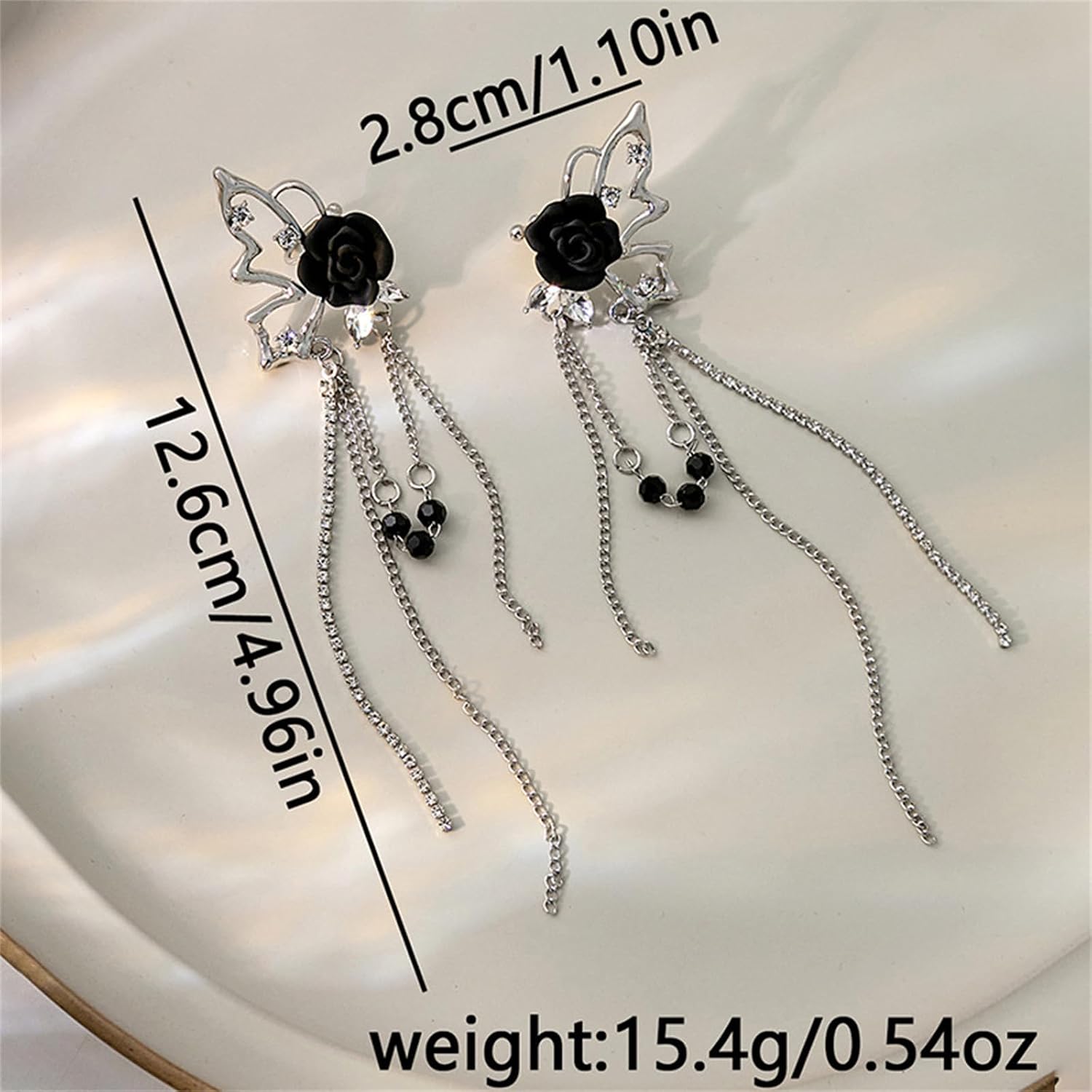 Vintage Tassel Bow Earring,Liquid Asymmetric Butterfly Earrings Red Blue Crystal Bow Earring Sparkly Rhinestones Long Linear Dangle Earrings Statement Earrings Bridal Wedding Jewelry