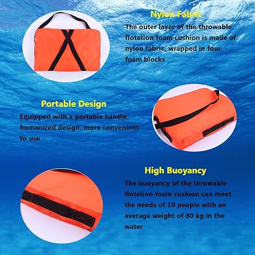 Miniatura 4 de Cojín de flotación lanzable, cojín de espuma de flotación lanzable para navegación, dispositivo de flotación lanzable, cuerda flotante para salvar