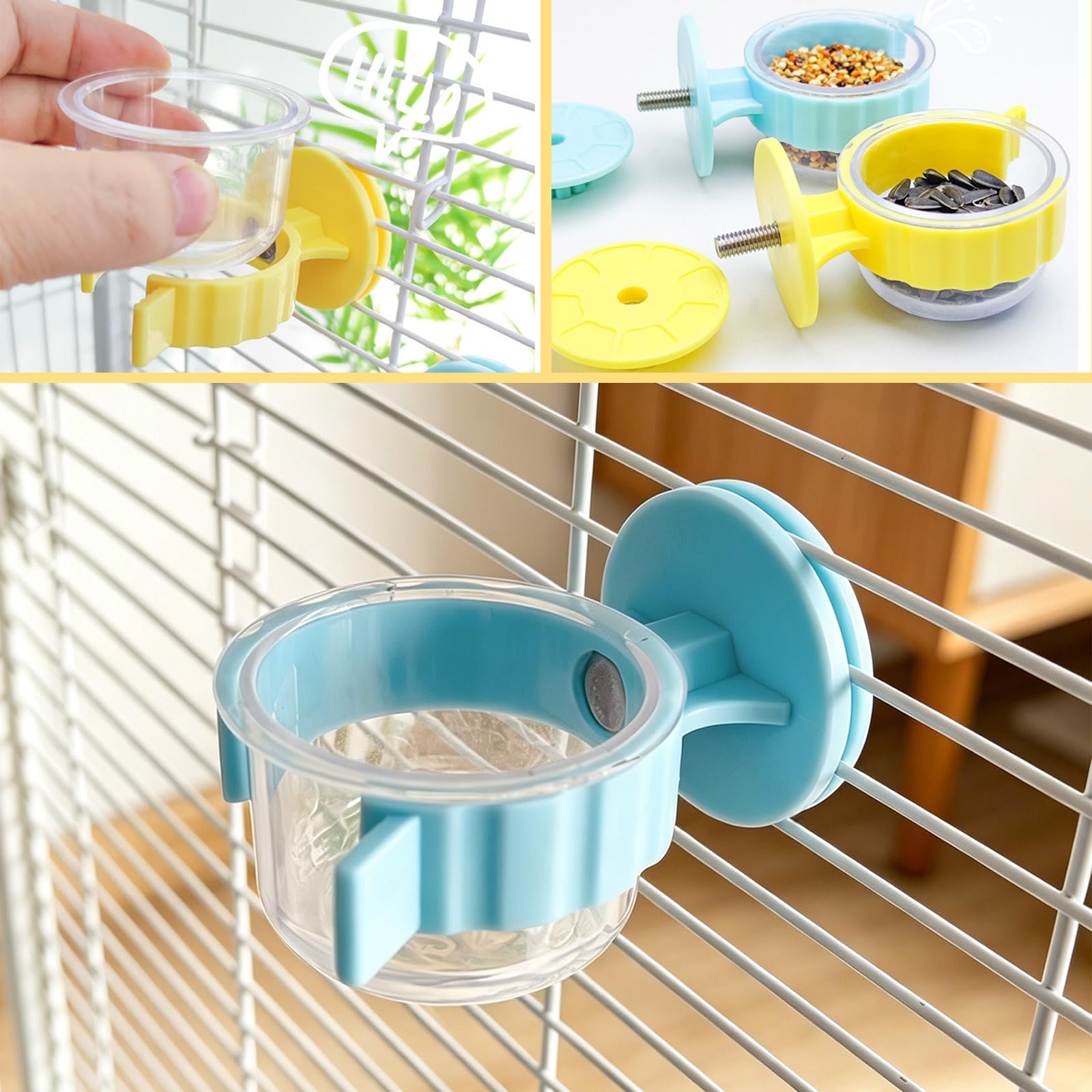 Simsky 2 Stück Vogel Futternapf zum Einhängen, Vogelkäfig Zubehör für Wellensittich, Ratten Zubehör & Kleintiere, Futternapf für Wellensittich Zubehör, Nager Käfig für Hamster, Mäuse & Vögel