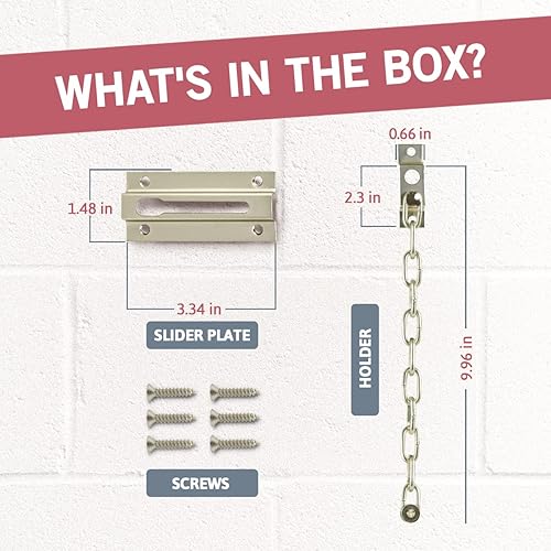 Miniatura 10 de Jack N' Drill - Protector de puerta de cadena con cerradura, paquete de 2 protectores de puerta de cadena, cerraduras de cadena de acero resistentes
