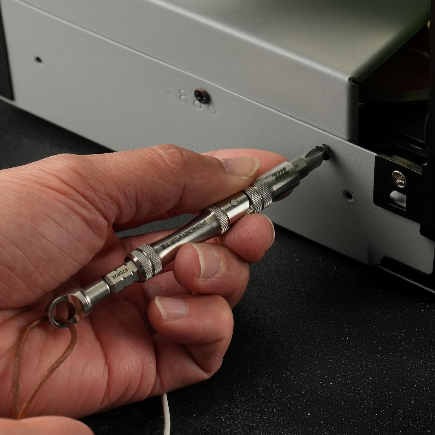 711L Pen Driver TS - Compact EDC Bit Driver with Foldable L-Handle and Lanyard Hole Cap | Compatible with 4mm Bits & 1/4" Double-Ended Bits | 7DP2E