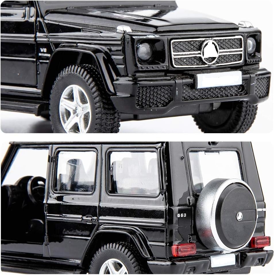 Image of PLUSPOINT Diecast 1:36 Scale Benz G63 Model Car Pull Back Action G Wagon Vehicle Alloy Simulation Supercar with Openable Doors Lights and Sound Toy for Kids and Collectors for Play & Display Gift 3+