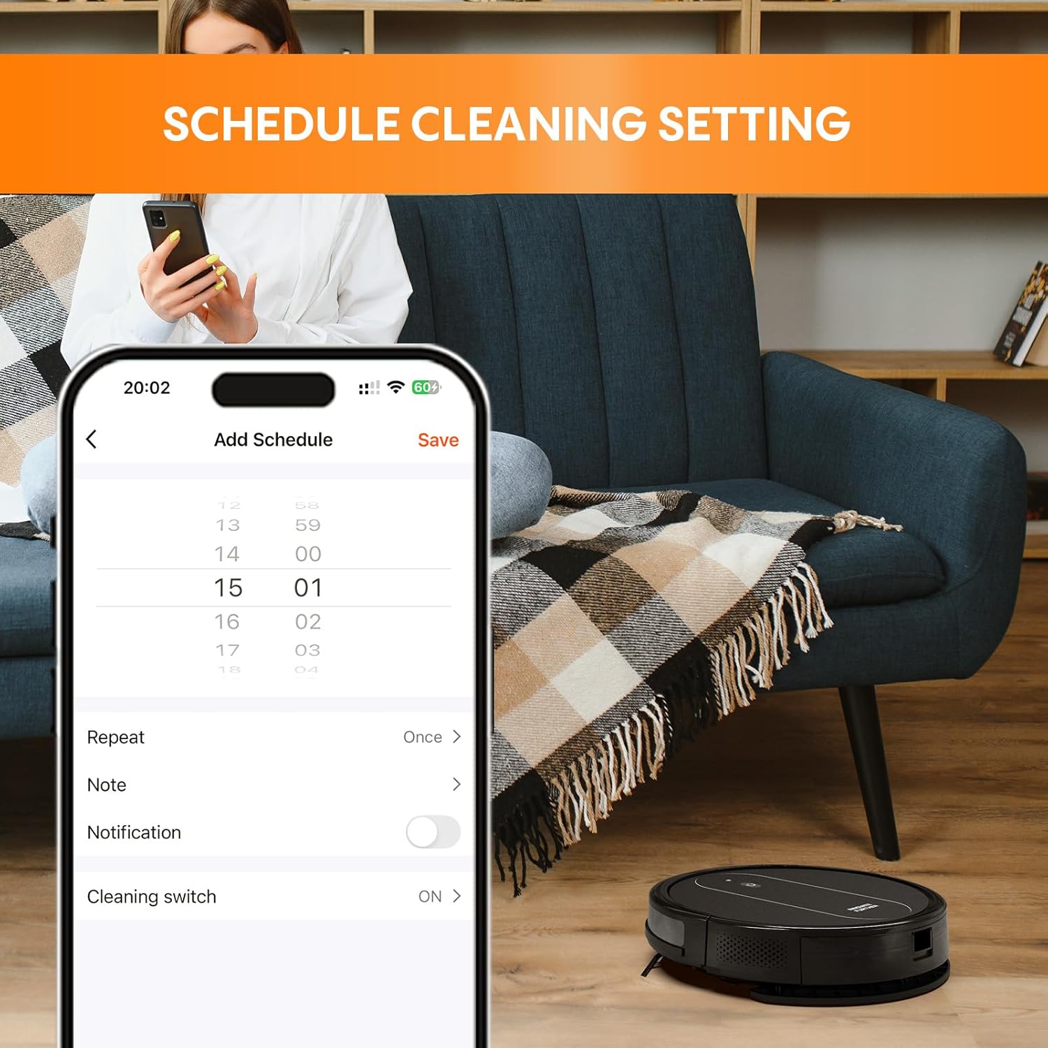 AZQQ 4000Pa Robot Vacuum & Mop Scheduling