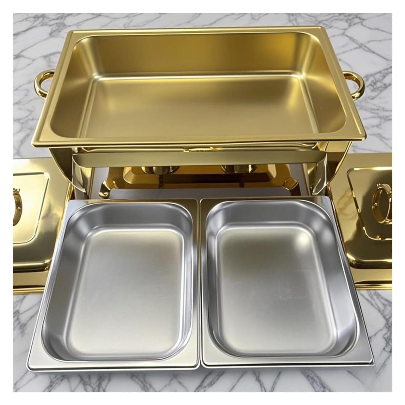 Scaldavivande for forno di mantenimento a doppio coperchio da 9 litri | Forniture for catering in acciaio inossidabile di alta qualità Scaldavivande di lusso con display a buffet